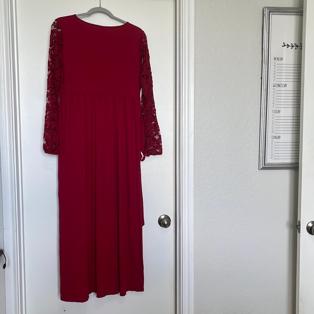 Kranda Womens Long Sleeve Faux Wrap V Neck Party Long Maxi Dress